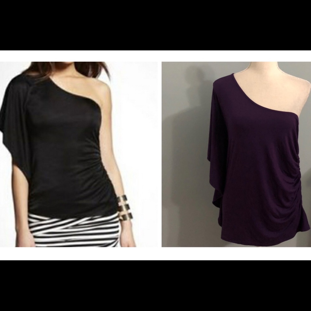 Express one shoulder ruched side top shirt